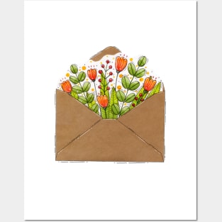 Floral envelope Posters and Art